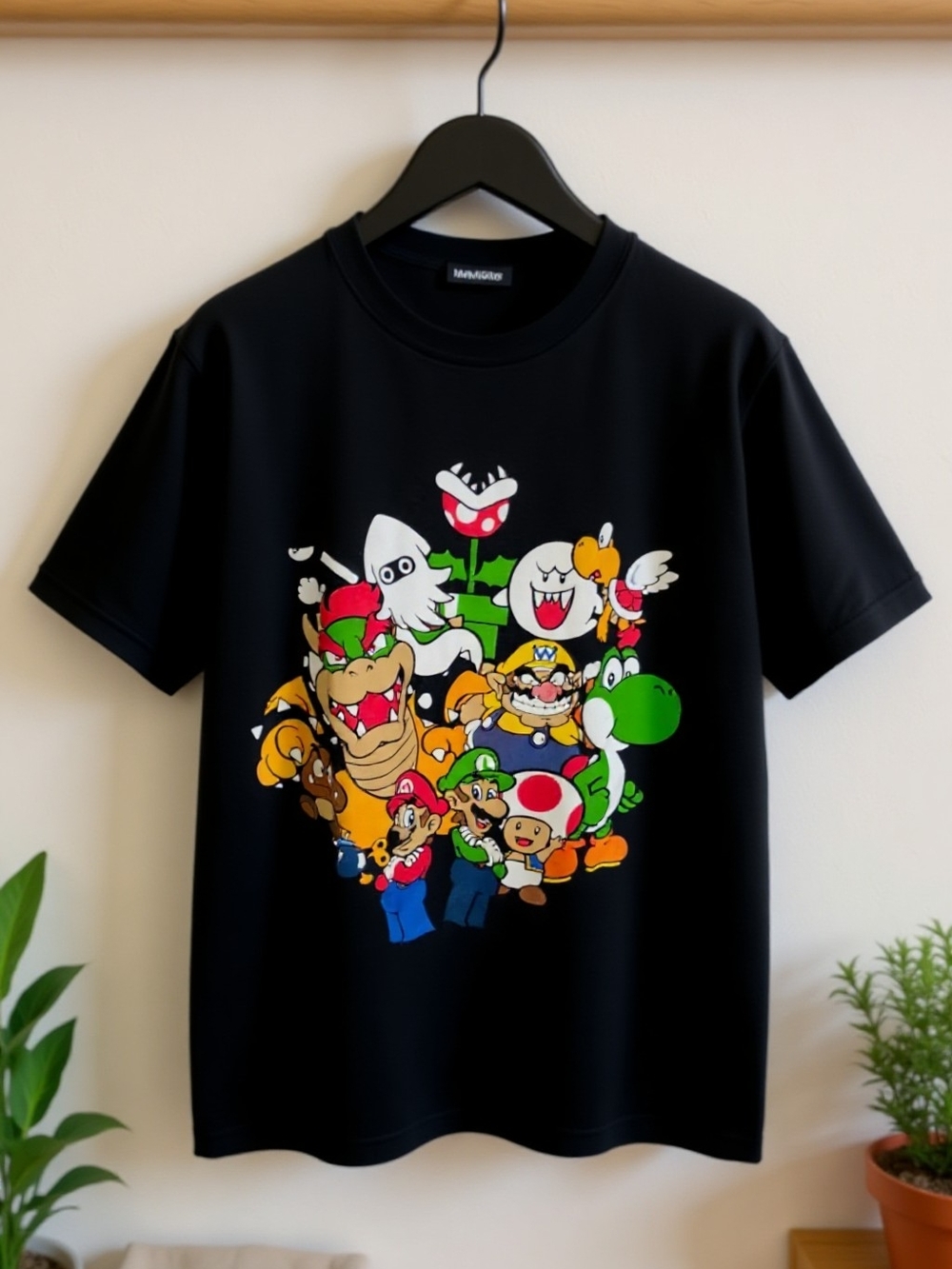 Super Mario Characters Black Graphic Tee